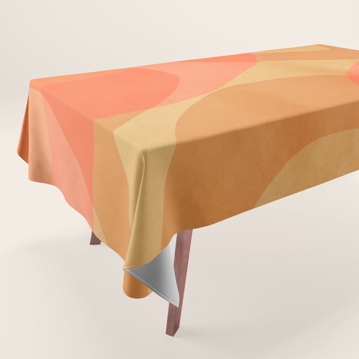Amber Orange Abstract Flow Mid Century Layered Shapes Tablecloth Gallery Image 1