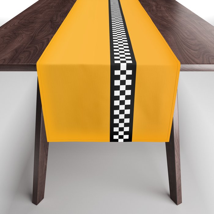 NY Taxi Cab Yellow with Black and White Check Band Table Runner Gallery Image 1