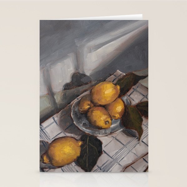 Lemons on a Tea Towel No. 2 Stationery Card Gallery Image 1