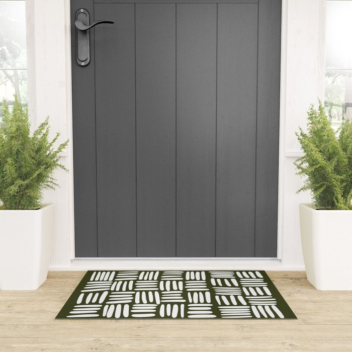 Boho (Olive Green) Welcome Mat Gallery Image 3