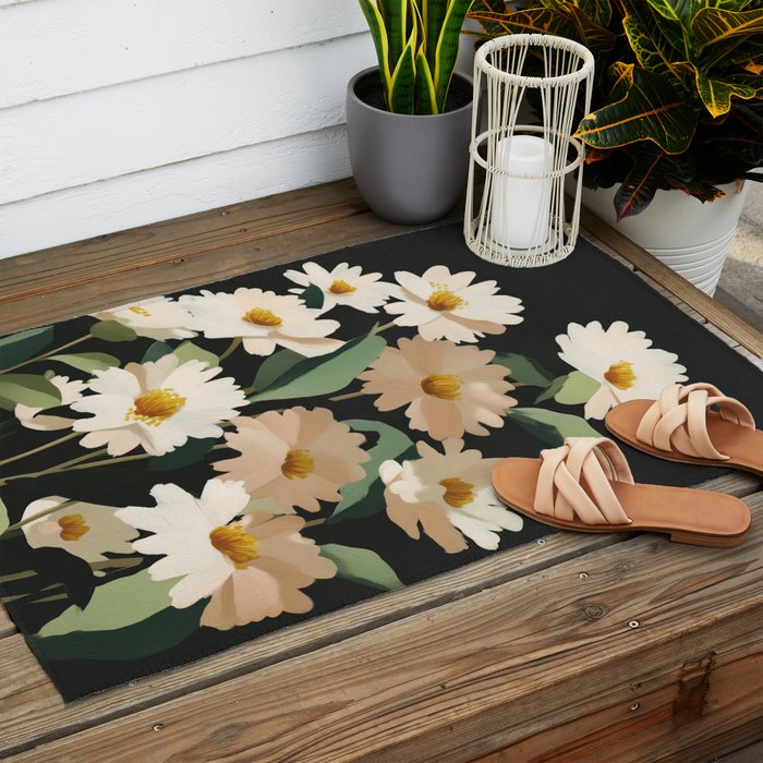Soft Bloom Noir Outdoor Rug Gallery Image 2