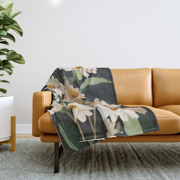 Soft Bloom Noir Throw Blanket Gallery Image 1