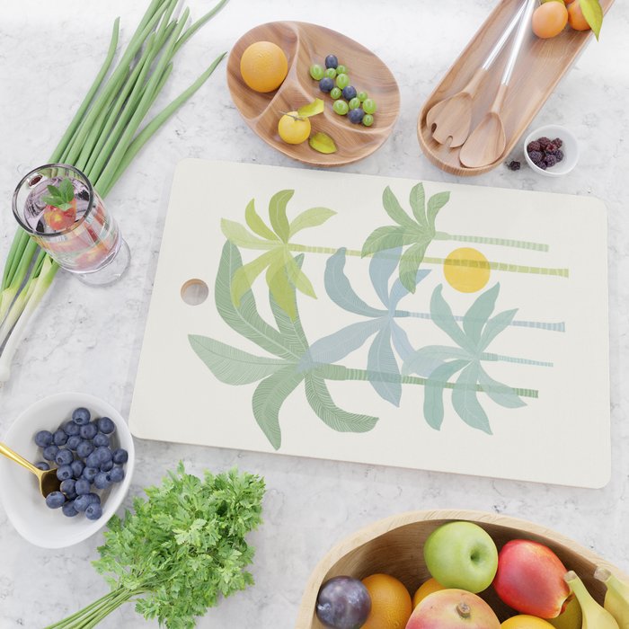Tropic Sun - palm tree drawing Cutting Board Gallery Image 2