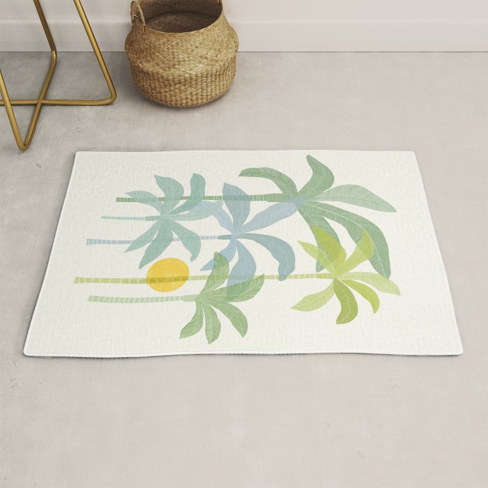 Tropic Sun - palm tree drawing Rug Gallery Image 1