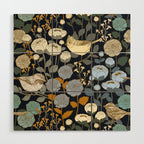 Winter Garden Birds Black Wood Wall Art Gallery Image 1