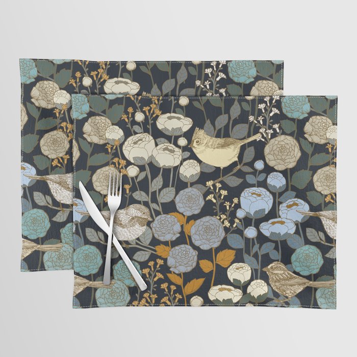 Winter Garden Birds Black Placemat Gallery Image 1