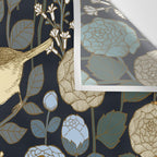 Winter Garden Birds Black Wall Tapestry Gallery Image 3