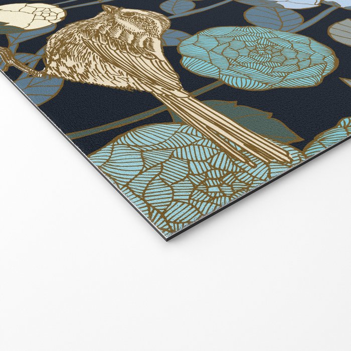 Winter Garden Birds Black Welcome Mat Gallery Image 2