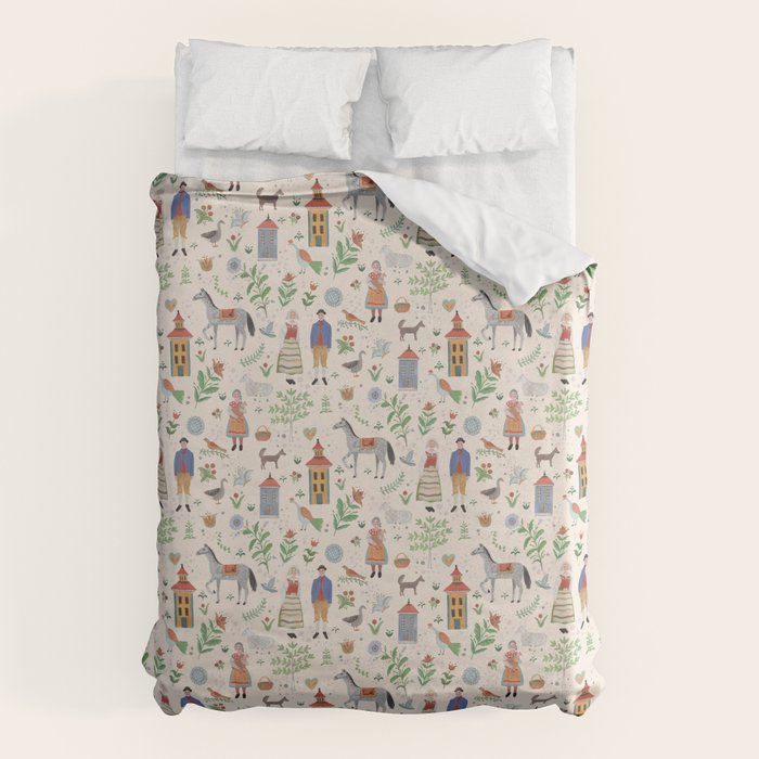 Swedish Folk Art Duvet Cover Gallery Image 6