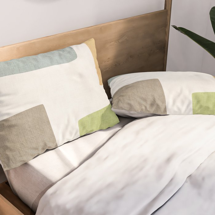 Modern Artwork Green Blue Orange Brown 01 Pillow Sham Gallery Image 2