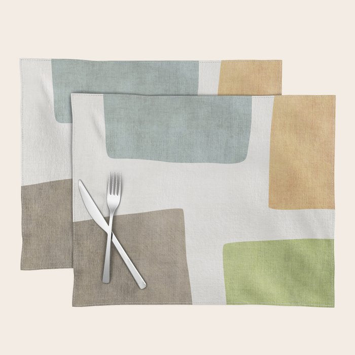 Modern Artwork Green Blue Orange Brown 01 Placemat Gallery Image 1