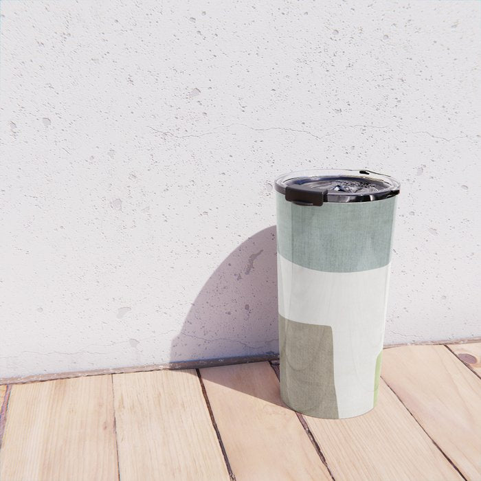 Modern Artwork Green Blue Orange Brown 01 Travel Mug Gallery Image 4