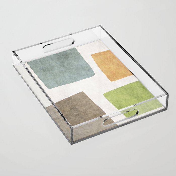 Modern Artwork Green Blue Orange Brown 01 Acrylic Tray Gallery Image 1