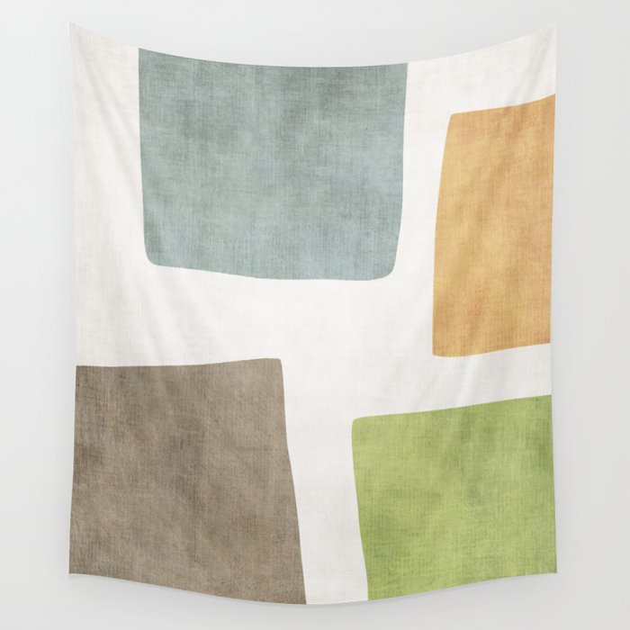 Modern Artwork Green Blue Orange Brown 01 Wall Tapestry Gallery Image 4