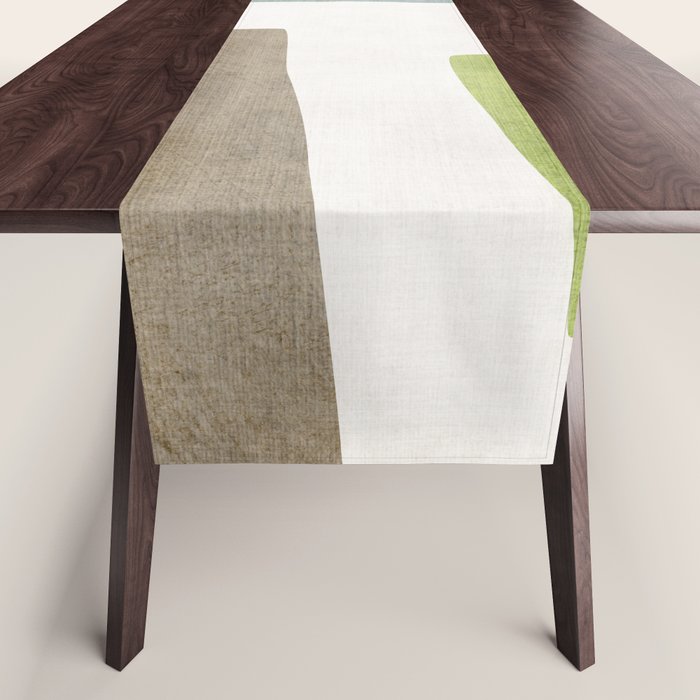 Modern Artwork Green Blue Orange Brown 01 Table Runner Gallery Image 1