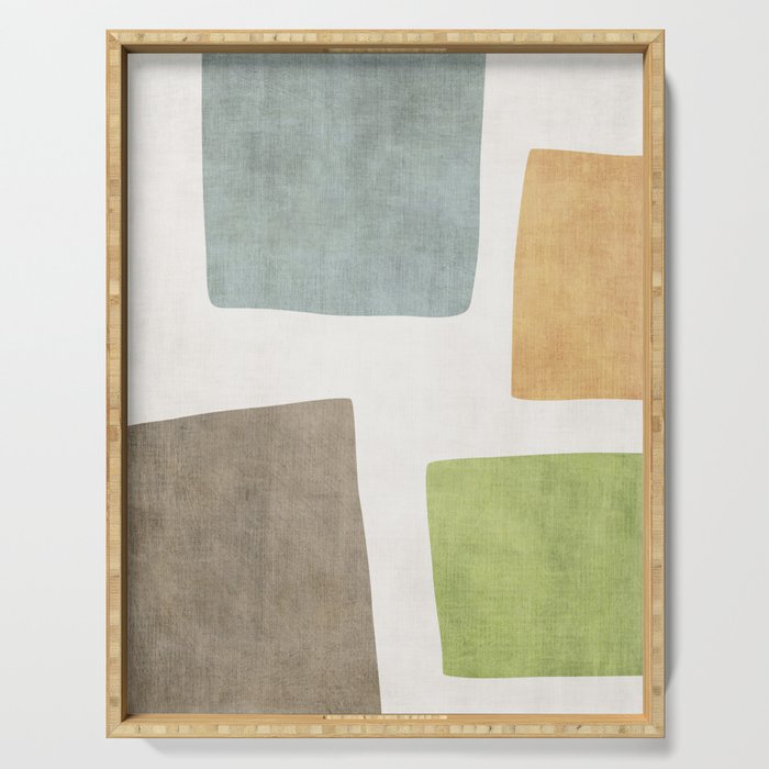 Modern Artwork Green Blue Orange Brown 01 Serving Tray Gallery Image 1