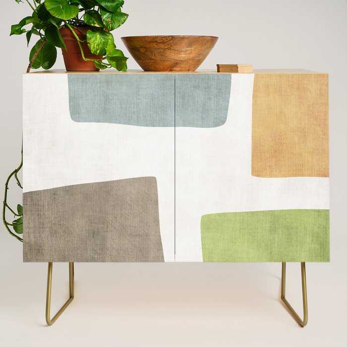 Modern Artwork Green Blue Orange Brown 01 Credenza Gallery Image 1
