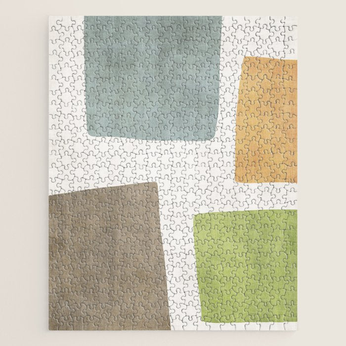 Modern Artwork Green Blue Orange Brown 01 Jigsaw Puzzle