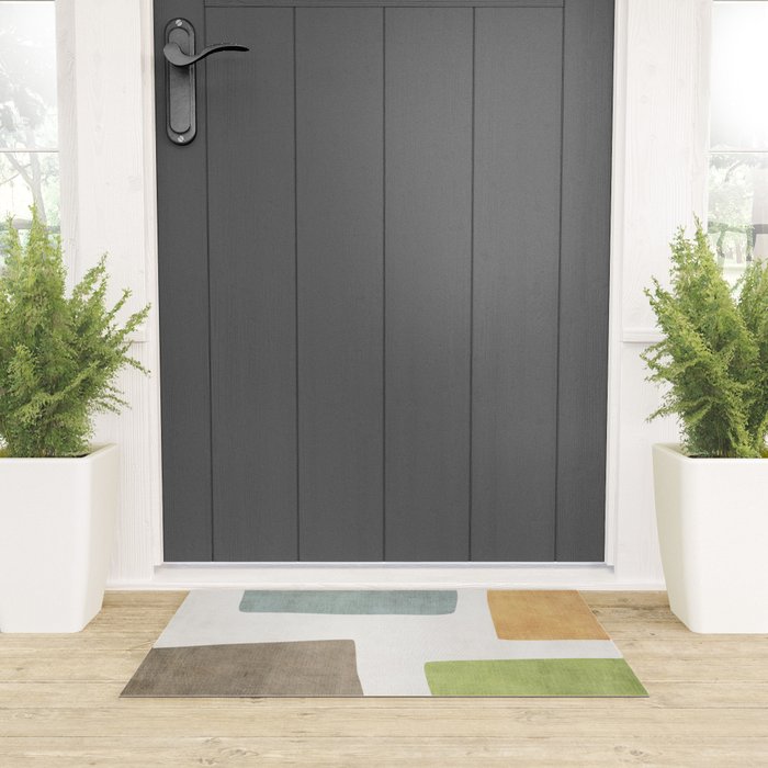 Modern Artwork Green Blue Orange Brown 01 Welcome Mat Gallery Image 3