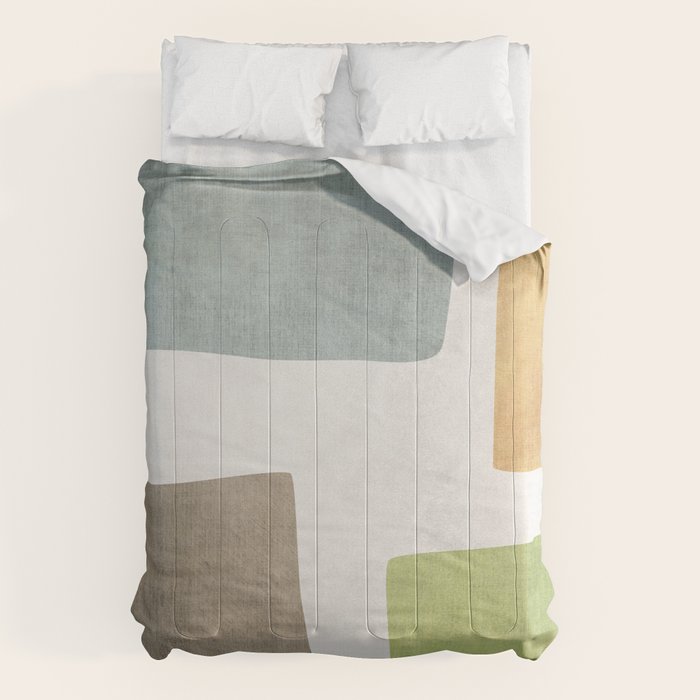 Modern Artwork Green Blue Orange Brown 01 Comforter Gallery Image 1