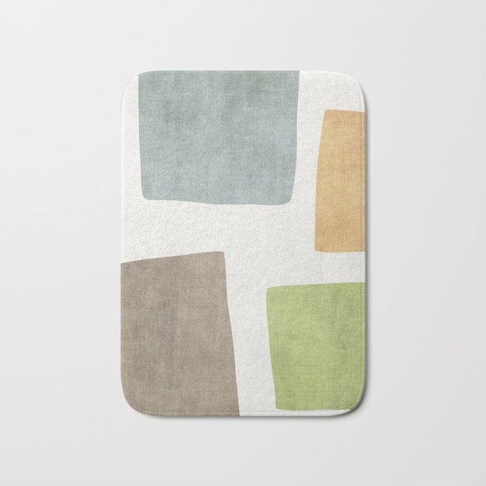 Modern Artwork Green Blue Orange Brown 01 Bath Mat Gallery Image 1
