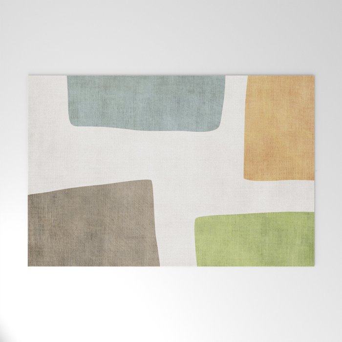 Modern Artwork Green Blue Orange Brown 01 Welcome Mat Gallery Image 1