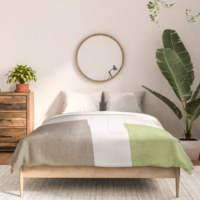 Modern Artwork Green Blue Orange Brown 01 Comforter Gallery Image 3