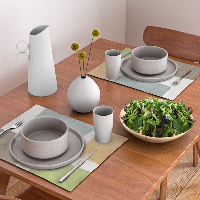 Modern Artwork Green Blue Orange Brown 01 Placemat Gallery Image 2
