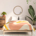 Retro Liquid Swirl Abstract Pattern in Mustard Yellow and Warm Peach Blush Tones Comforter Gallery Image 3