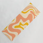 Retro Liquid Swirl Abstract Pattern in Mustard Yellow and Warm Peach Blush Tones Yoga Mat Gallery Image 1