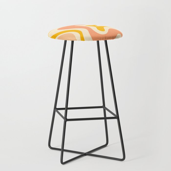 Retro Liquid Swirl Abstract Pattern in Mustard Yellow and Warm Peach Blush Tones Stool Gallery Image 1