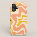 Retro Liquid Swirl Abstract Pattern in Mustard Yellow and Warm Peach Blush Tones iPhone Case Gallery Image 1