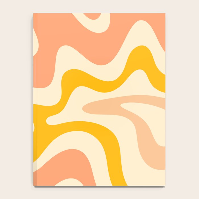 Retro Liquid Swirl Abstract Pattern in Mustard Yellow and Warm Peach Blush Tones Notebook Gallery Image 4