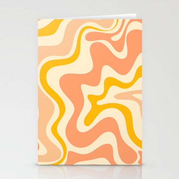 Retro Liquid Swirl Abstract Pattern in Mustard Yellow and Warm Peach Blush Tones Stationery Card Gallery Image 2
