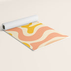 Retro Liquid Swirl Abstract Pattern in Mustard Yellow and Warm Peach Blush Tones Yoga Mat Gallery Image 2