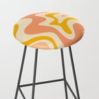 Retro Liquid Swirl Abstract Pattern in Mustard Yellow and Warm Peach Blush Tones Stool Gallery Image 2