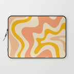 Retro Liquid Swirl Abstract Pattern in Mustard Yellow and Warm Peach Blush Tones Laptop Sleeve Gallery Image 1