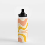 Retro Liquid Swirl Abstract Pattern in Mustard Yellow and Warm Peach Blush Tones Water Bottle Gallery Image 2