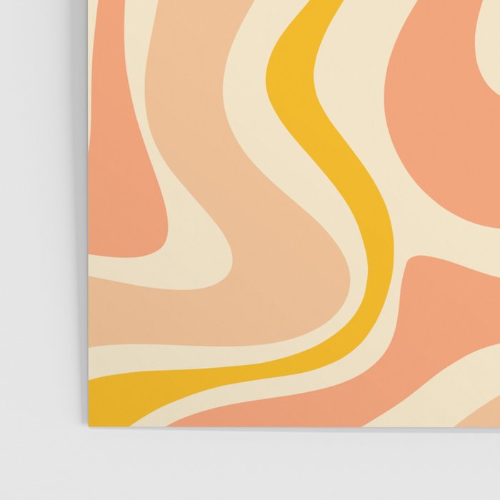 Retro Liquid Swirl Abstract Pattern in Mustard Yellow and Warm Peach Blush Tones Poster Gallery Image 3