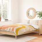 Retro Liquid Swirl Abstract Pattern in Mustard Yellow and Warm Peach Blush Tones Duvet Cover Gallery Image 2