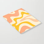 Retro Liquid Swirl Abstract Pattern in Mustard Yellow and Warm Peach Blush Tones Notebook Gallery Image 2