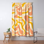 Retro Liquid Swirl Abstract Pattern in Mustard Yellow and Warm Peach Blush Tones Window Curtain Gallery Image 5
