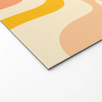Retro Liquid Swirl Abstract Pattern in Mustard Yellow and Warm Peach Blush Tones Welcome Mat Gallery Image 2