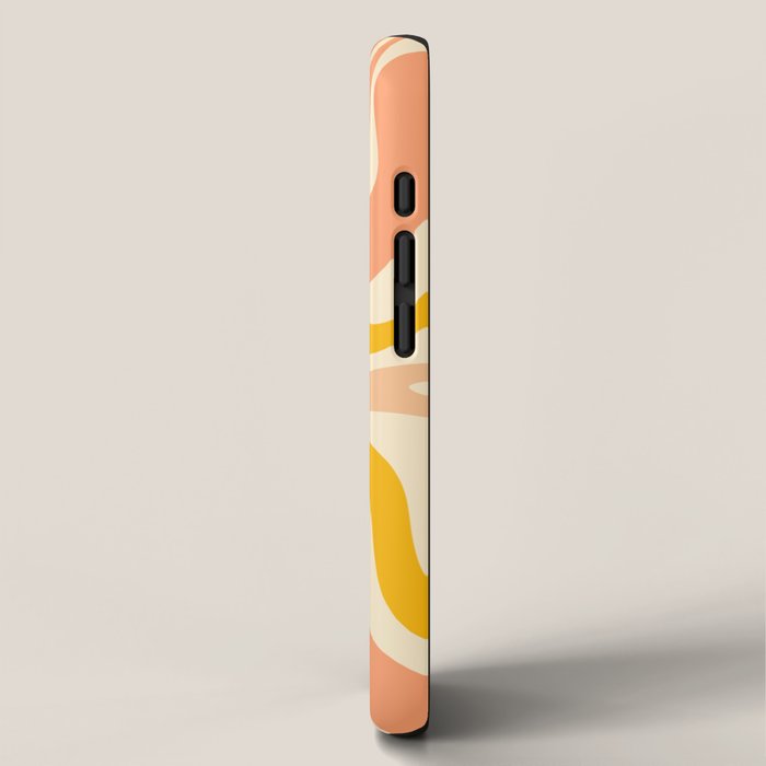 Retro Liquid Swirl Abstract Pattern in Mustard Yellow and Warm Peach Blush Tones iPhone Case Gallery Image 2