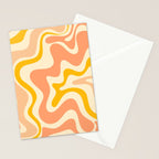 Retro Liquid Swirl Abstract Pattern in Mustard Yellow and Warm Peach Blush Tones Stationery Card Gallery Image 2
