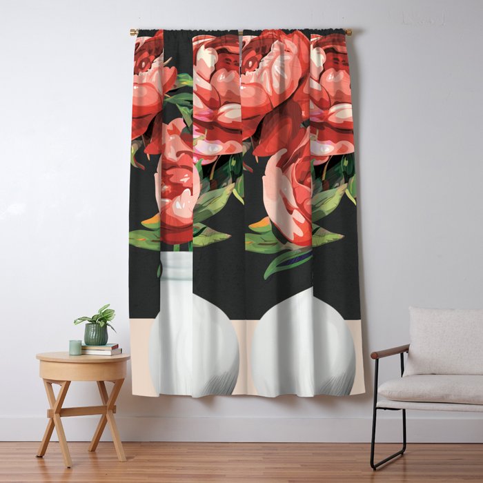 Vase of Flowers 3 Window Curtain Gallery Image 1
