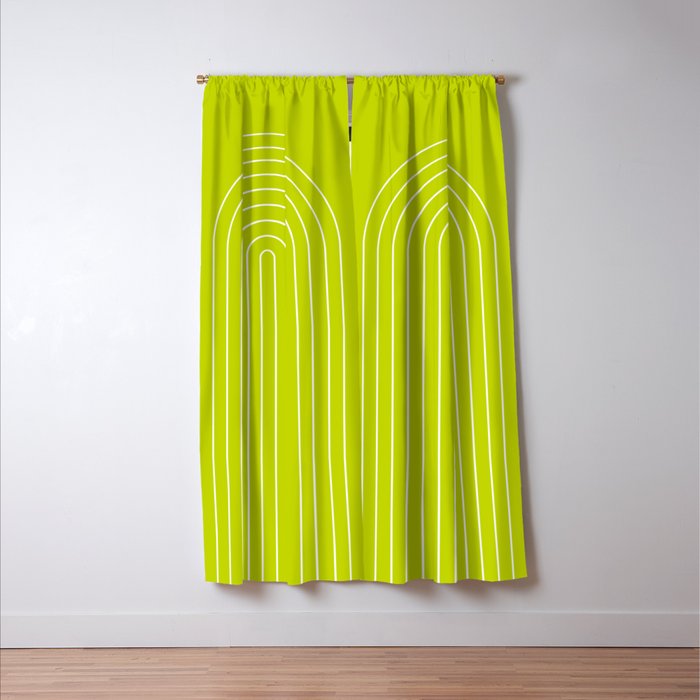Minimal Arch XXIII Lime Green Modern Geometric Lines Window Curtain Gallery Image 3