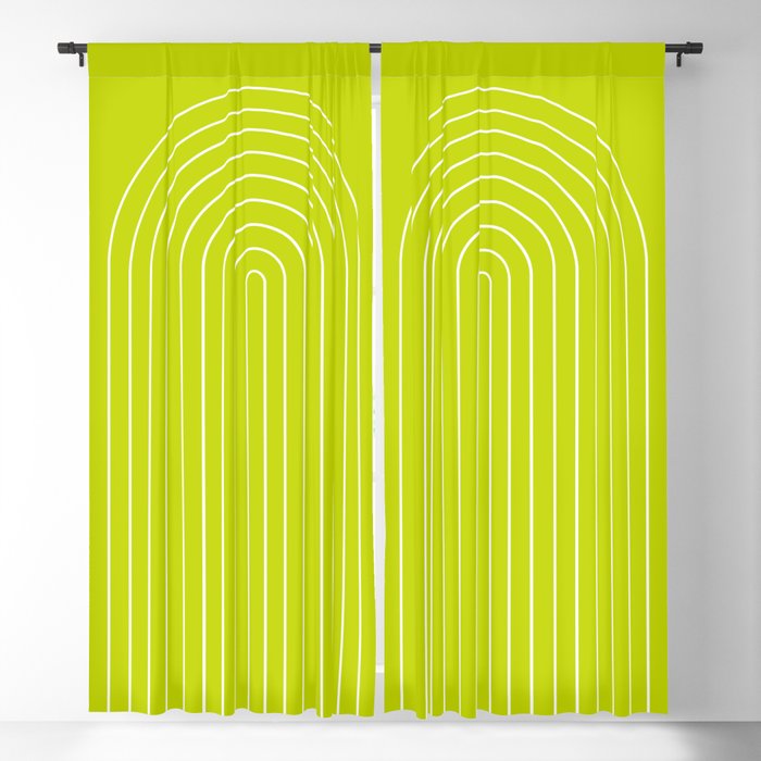 Minimal Arch XXIII Lime Green Modern Geometric Lines Window Curtain Gallery Image 5