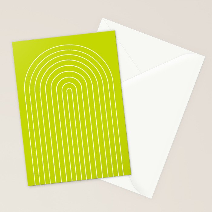 Minimal Arch XXIII Lime Green Modern Geometric Lines Stationery Card Gallery Image 2