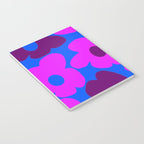 Large Pink and Purple Retro Flowers Blue Background #decor #society6 #buyart Notebook Gallery Image 3
